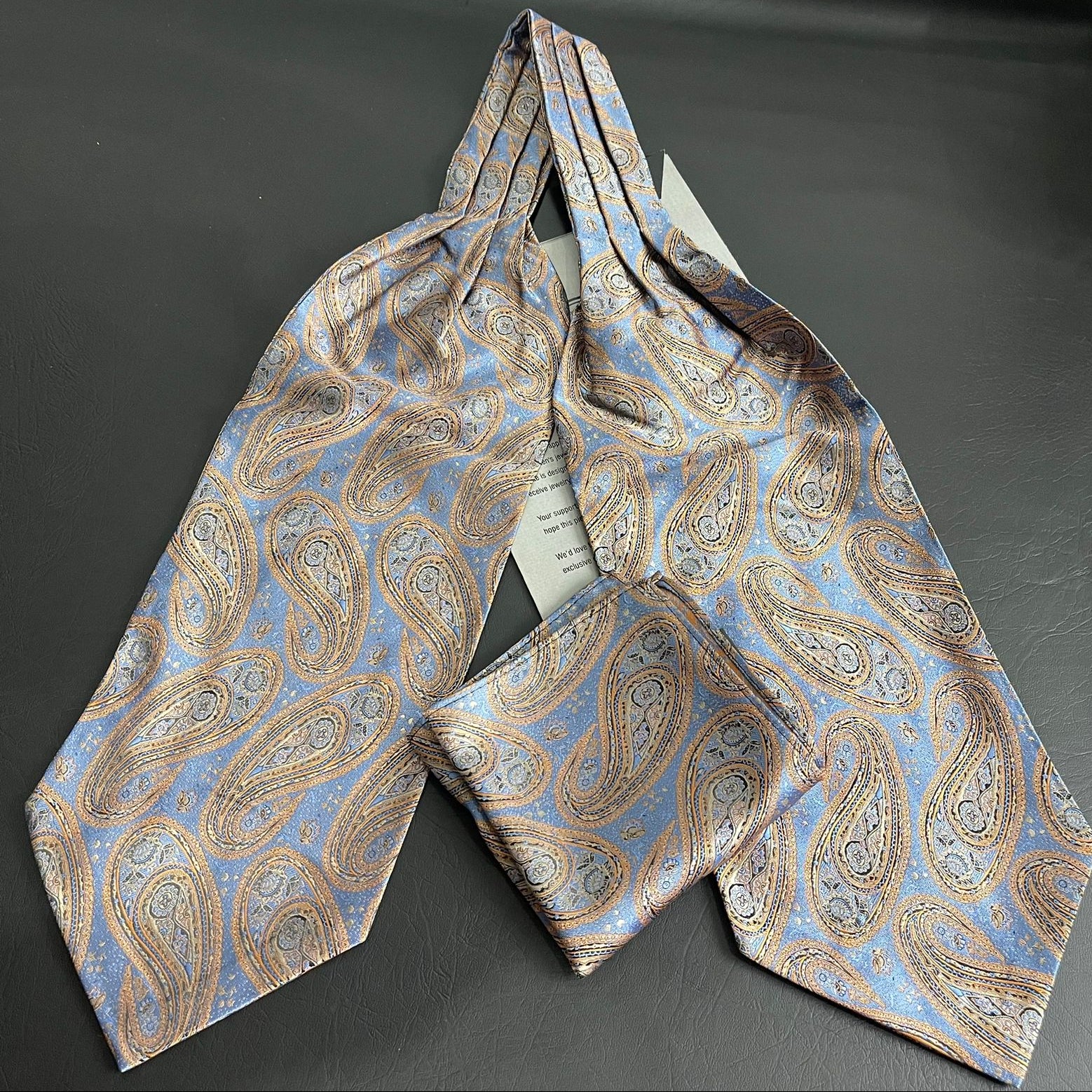 Imperial Paisley jacquard cravat ascot tie and pocket square set for men online in Pakistan