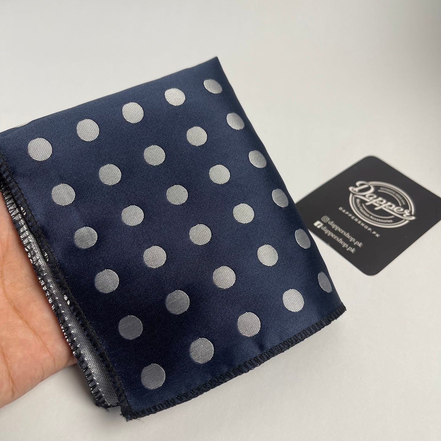 Navy Blue Polka Dots Pocket Square Handkerchief For Men Online In Pakistan