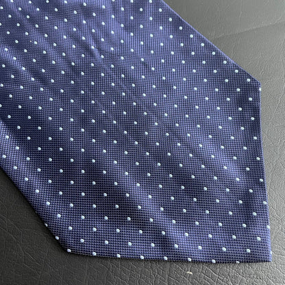Navy Blue polka dots jacquard cravat ascot tie and pocket square set for men online in Pakistan