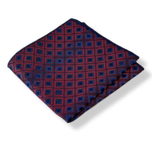 Navy blue and red square pattern pocket square handkerchief online in Pakistan