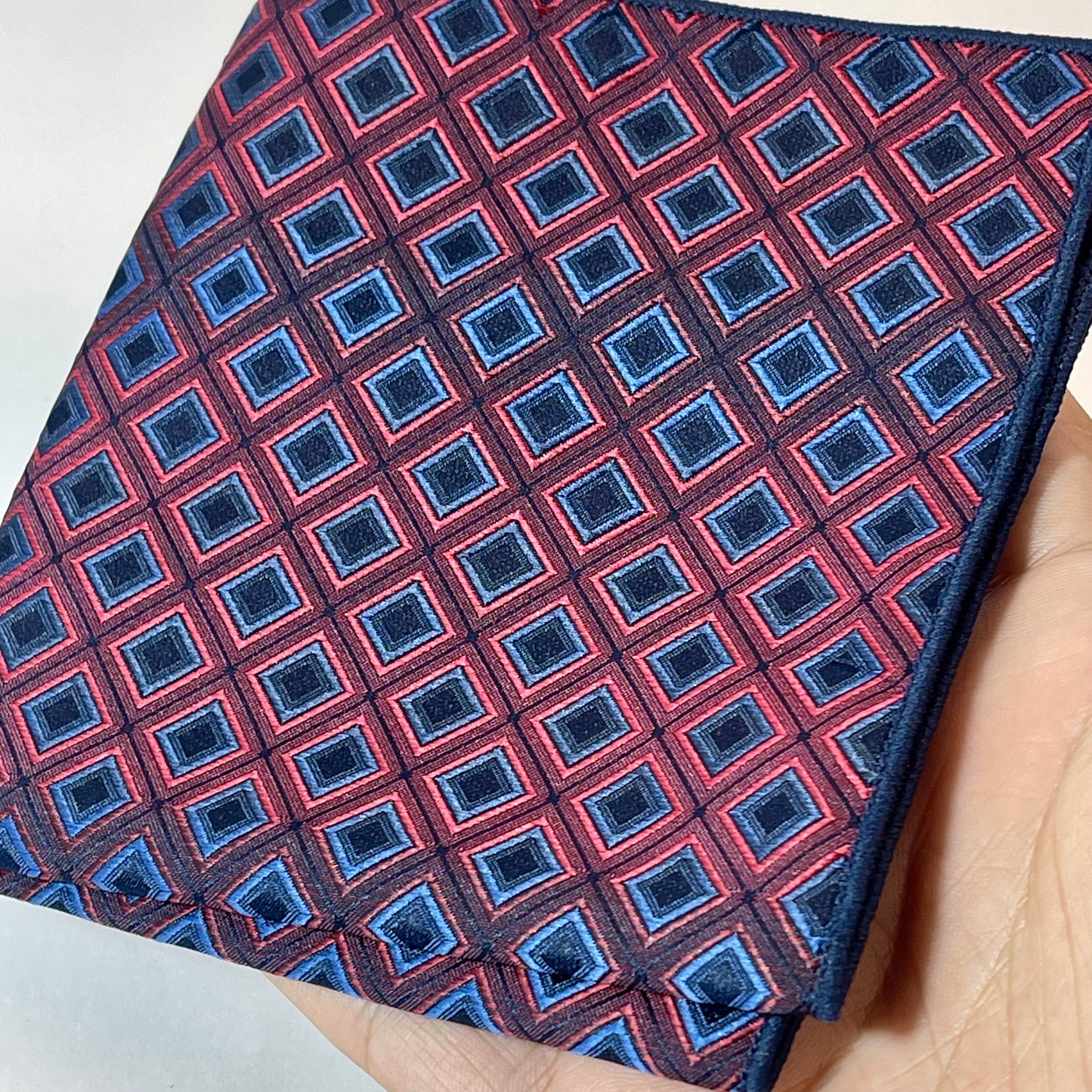 Navy blue and red square pattern pocket square handkerchief online in Pakistan