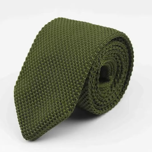 Olive Green Pointed Knitted Neck Tie in Pakistan
