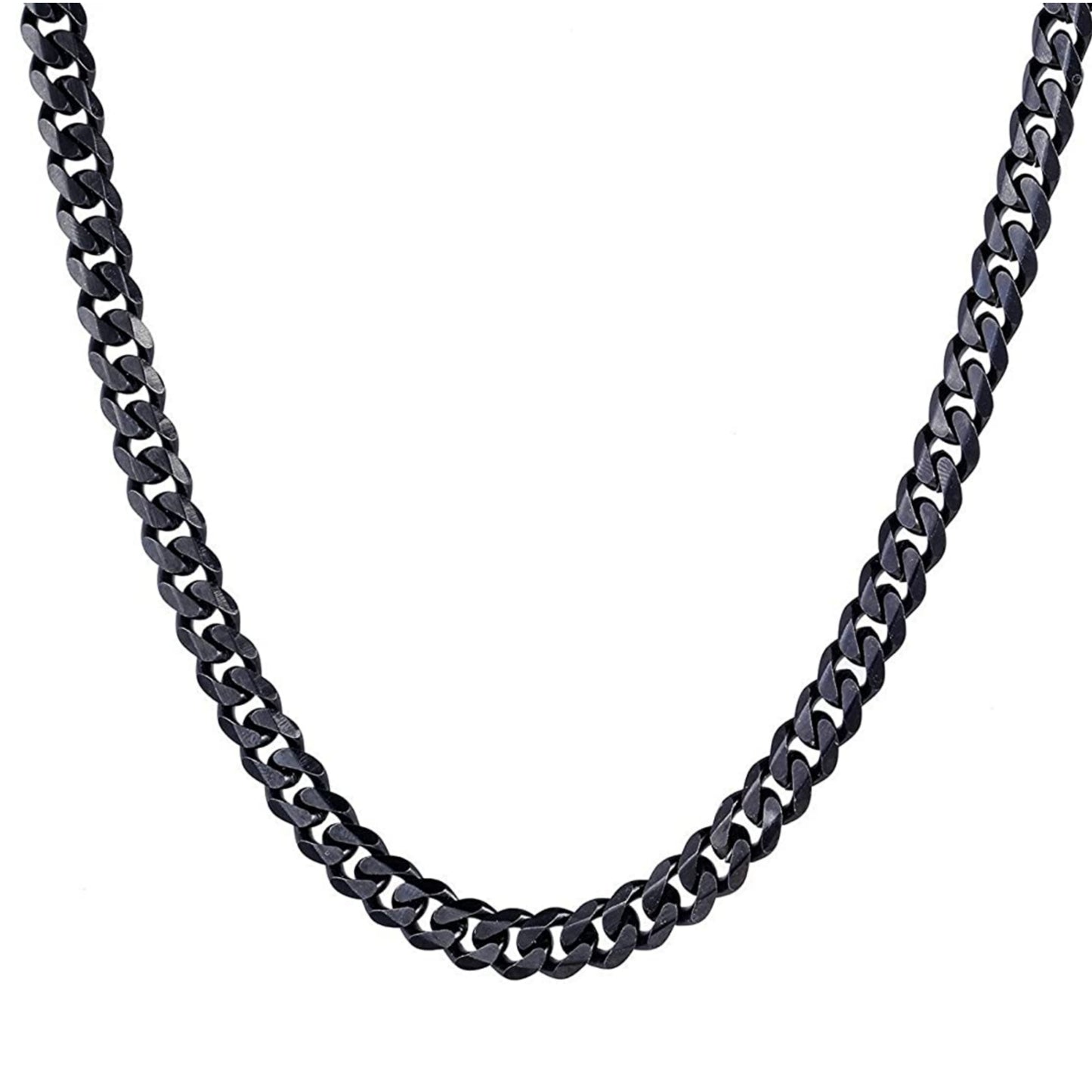 7mm stainless steel black cuban curb link neck chain for men in pakistan