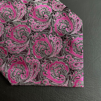 Pink Paisley jacquard cravat ascot tie and pocket square set for men online in Pakistan
