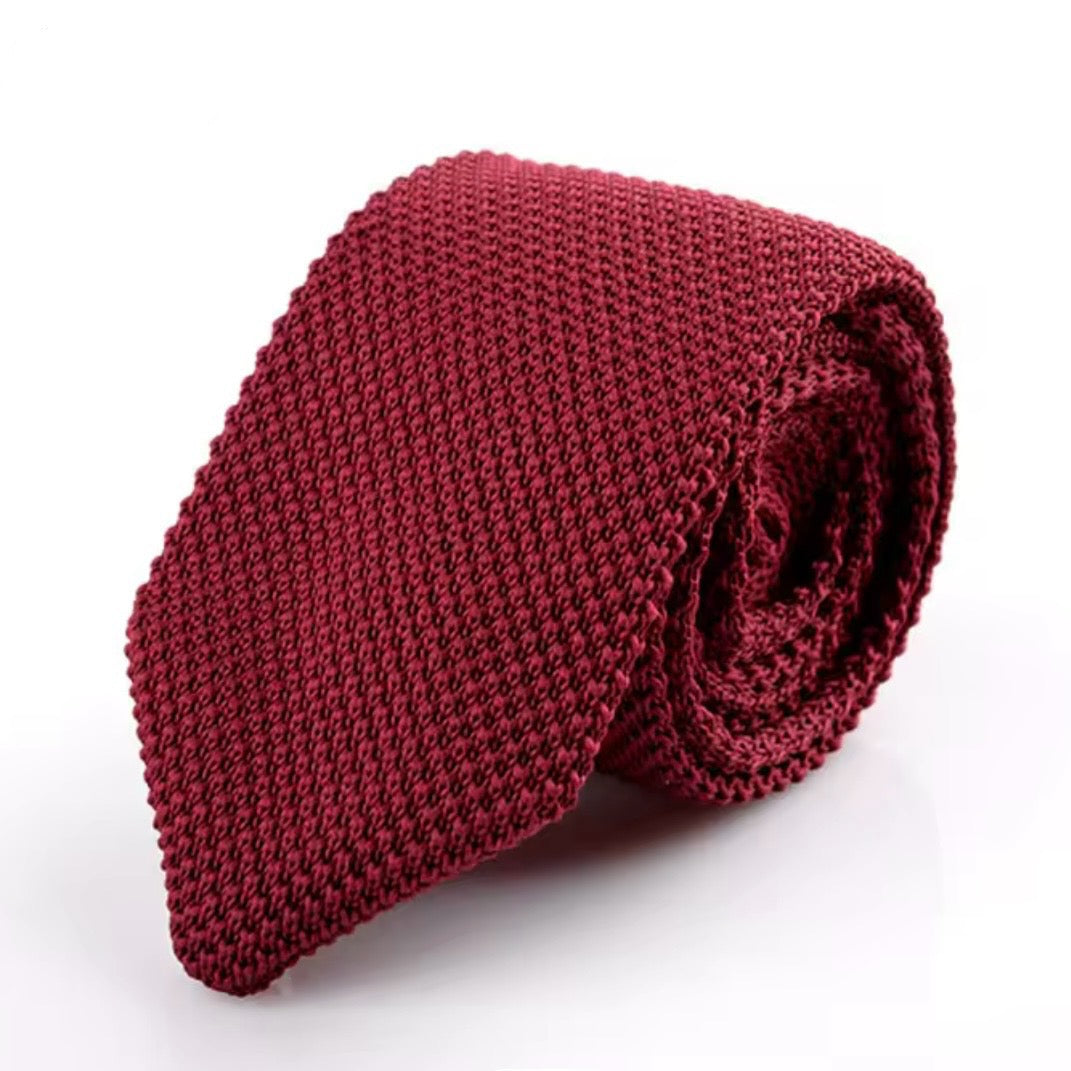 Premium Burgundy maroon Pointed Knitted Neck Tie in Pakistan
