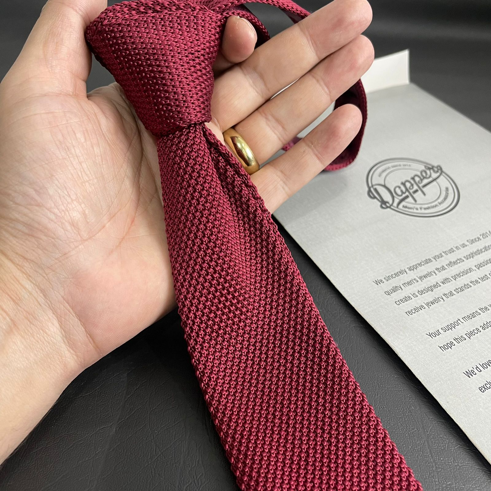 Premium Burgundy maroon Pointed Knitted Neck Tie in Pakistan