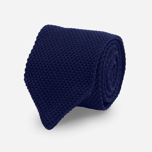 Premium Navy Blue Pointed Knitted Neck Tie in Pakistan