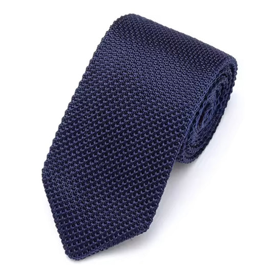 Premium Navy Blue Pointed Knitted Neck Tie in Pakistan