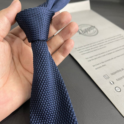 Premium Navy Blue Pointed Knitted Neck Tie in Pakistan