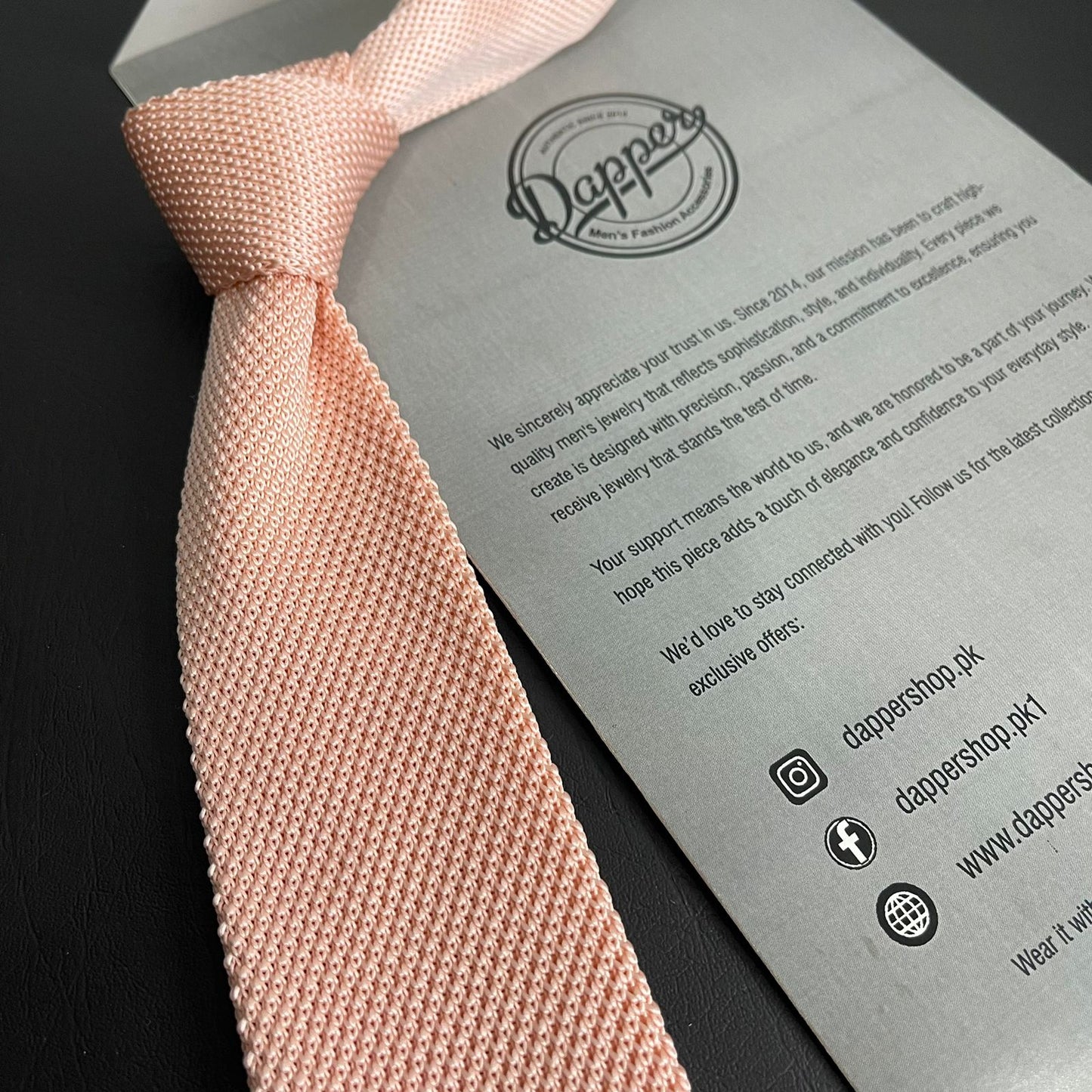 Premium Peach Pointed Knitted Neck Tie in Pakistan