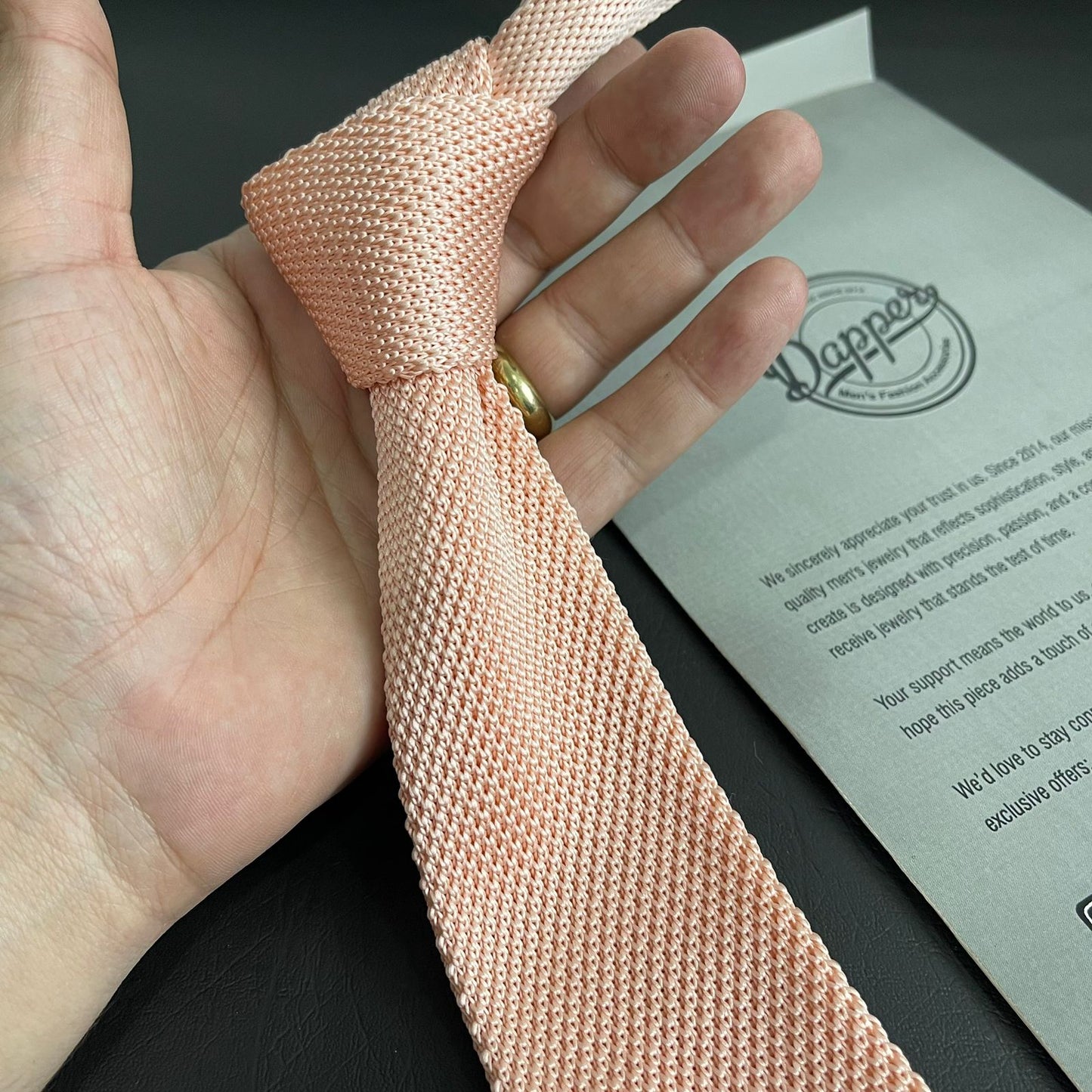 Premium Peach Pointed Knitted Neck Tie in Pakistan