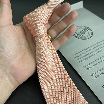 Premium Peach Pointed Knitted Neck Tie in Pakistan