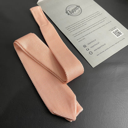 Premium Peach Pointed Knitted Neck Tie in Pakistan