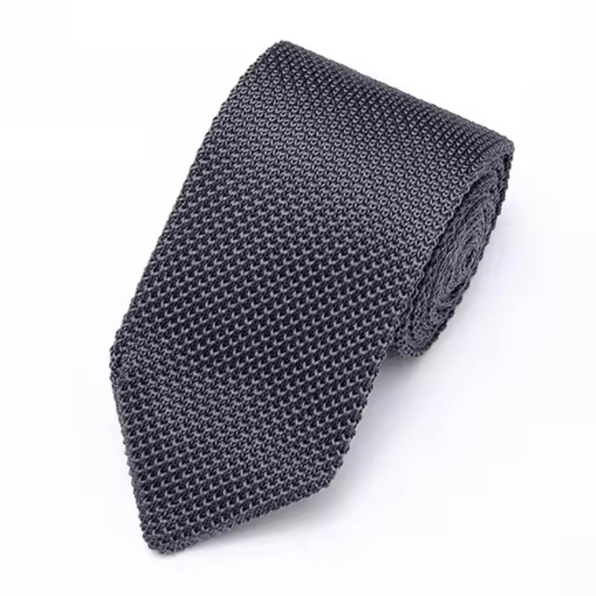 Premium grey Pointed Knitted Neck Tie in Pakistan
