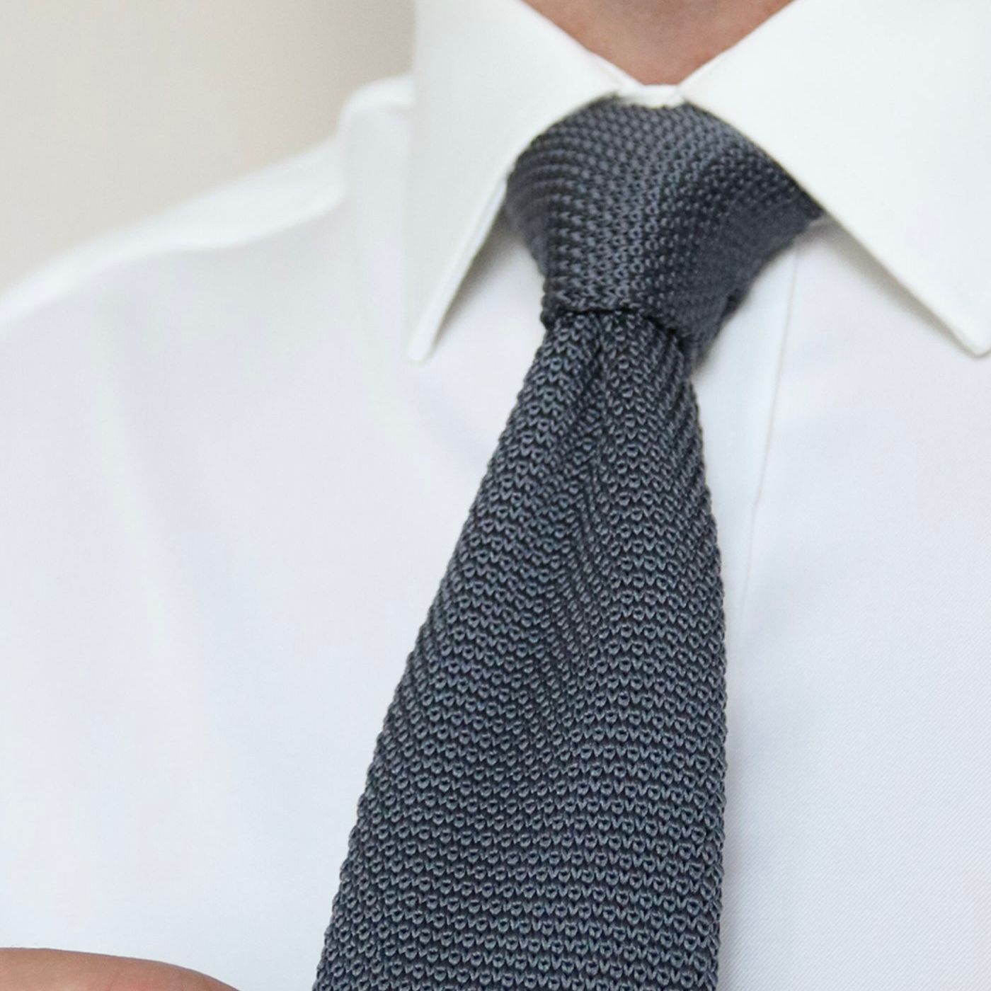 Premium grey Pointed Knitted Neck Tie in Pakistan