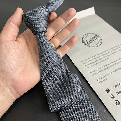 Premium grey Pointed Knitted Neck Tie in Pakistan