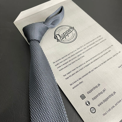 Premium grey Pointed Knitted Neck Tie in Pakistan