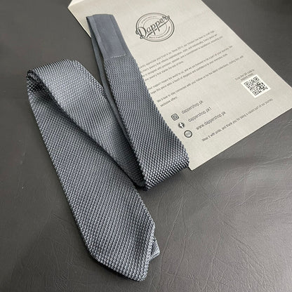 Premium grey Pointed Knitted Neck Tie in Pakistan