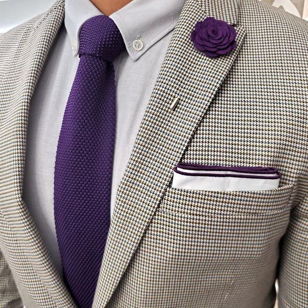 Premium purple Pointed Knitted Neck Tie in Pakistan