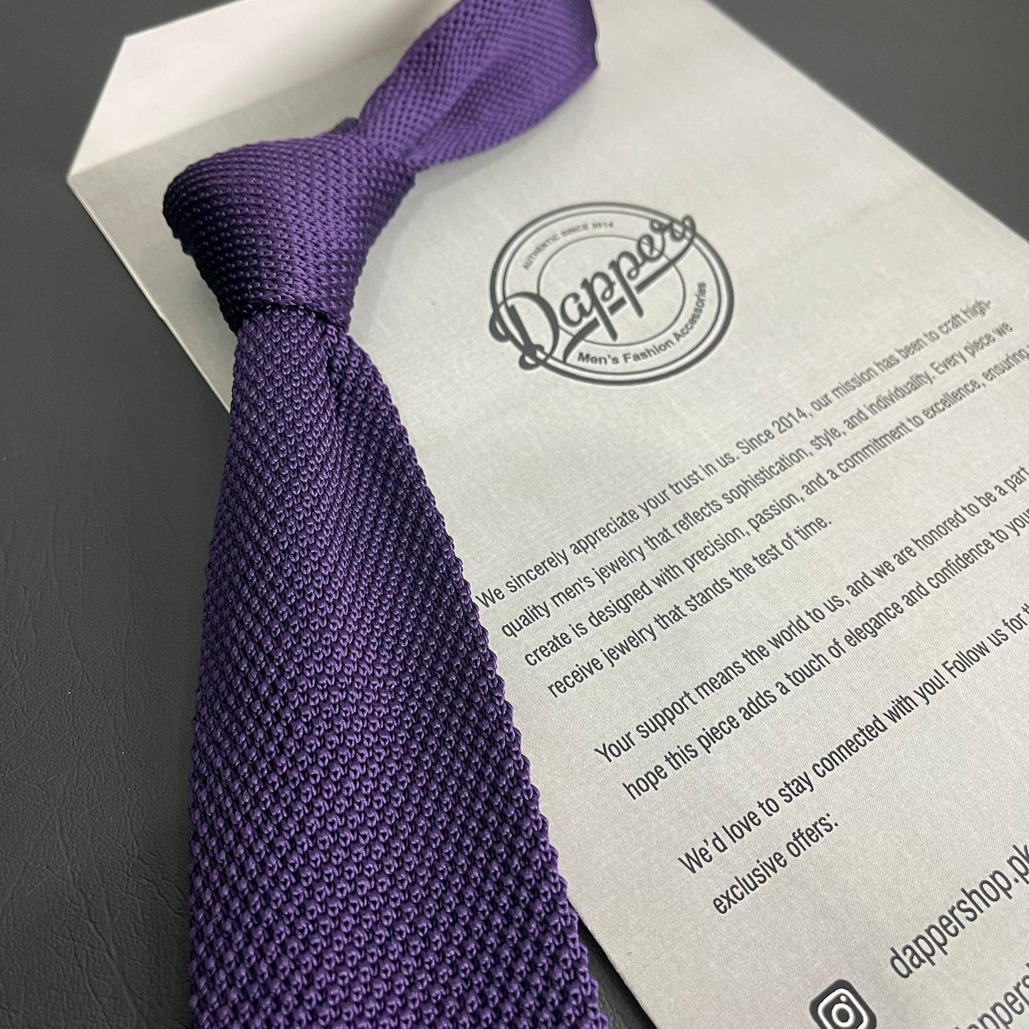 Premium purple Pointed Knitted Neck Tie in Pakistan