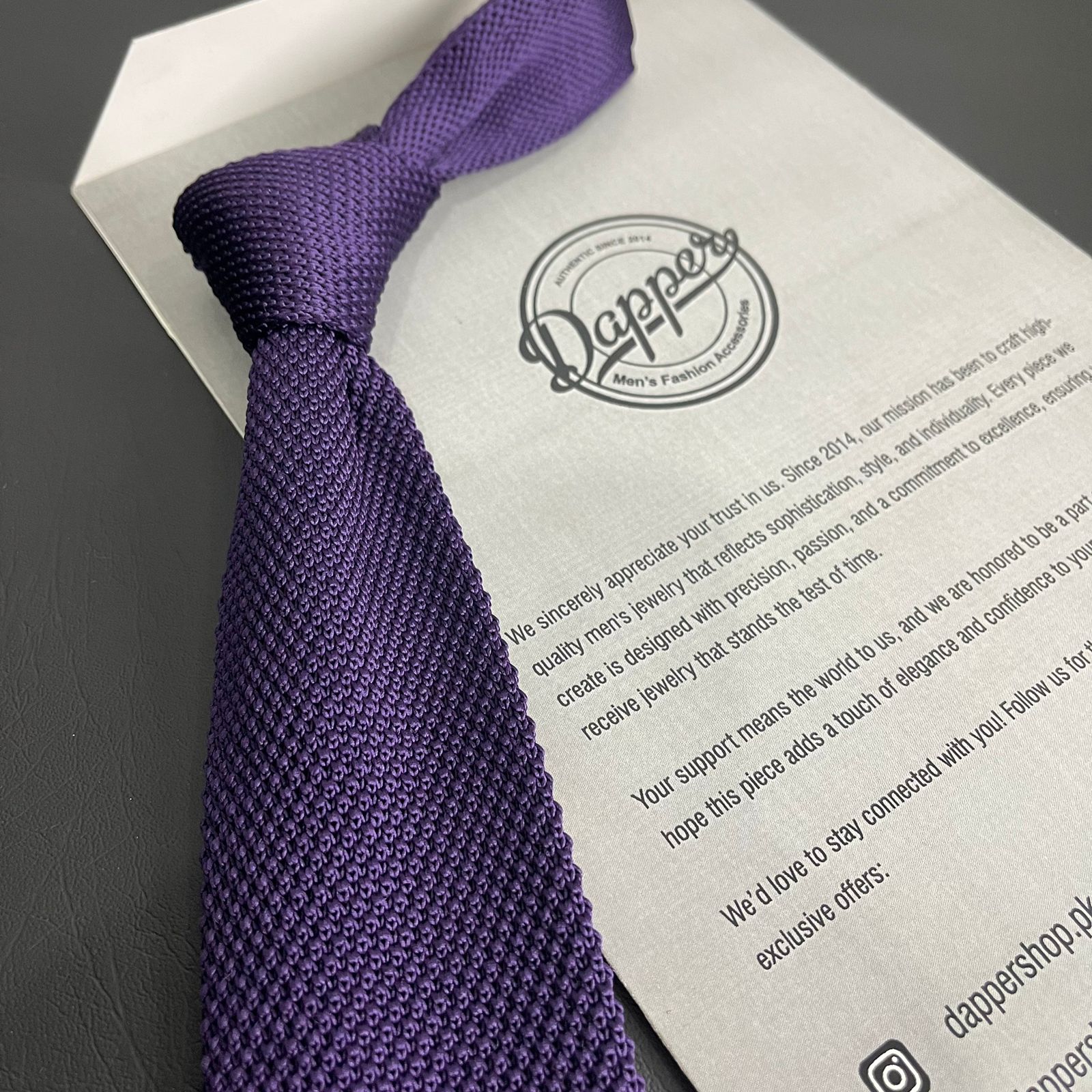 Premium purple Pointed Knitted Neck Tie in Pakistan