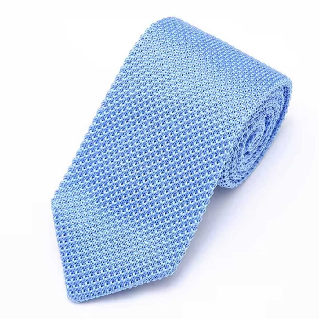 Premium sky blue Pointed Knitted Neck Tie in Pakistan