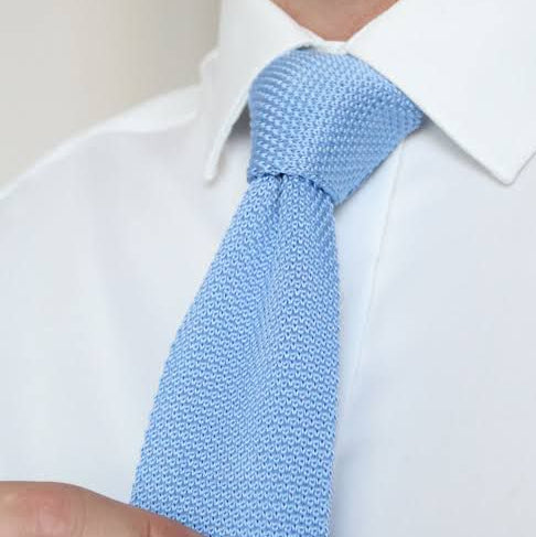 Premium sky blue Pointed Knitted Neck Tie in Pakistan