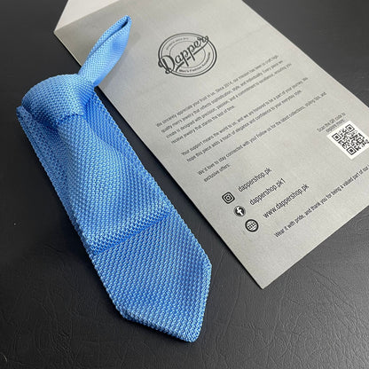 Premium sky blue Pointed Knitted Neck Tie in Pakistan