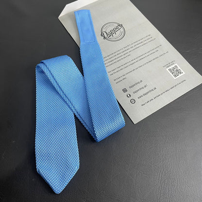 Premium sky blue Pointed Knitted Neck Tie in Pakistan