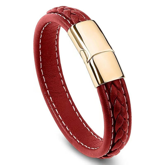 Red Leather Bracelet for men boys online in Pakistan