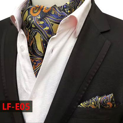 Royal Swirl Paisley jacquard cravat ascot tie and pocket square set for men online in Pakistan