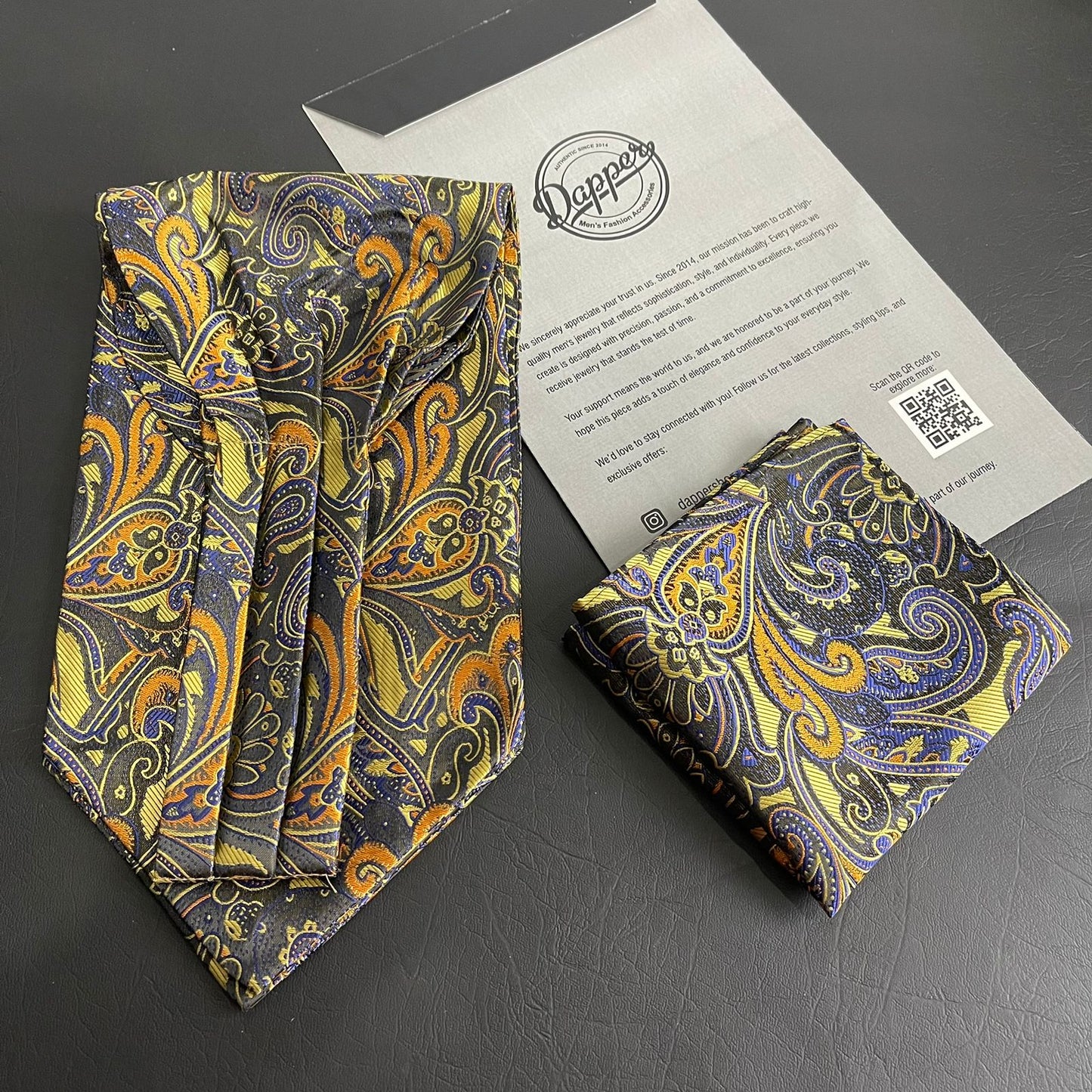 men's ascot tie and pocket square set online in Pakistan