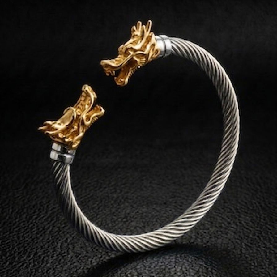Silver Golden stainless steel dragon bracelet for men boys online in Pakistan