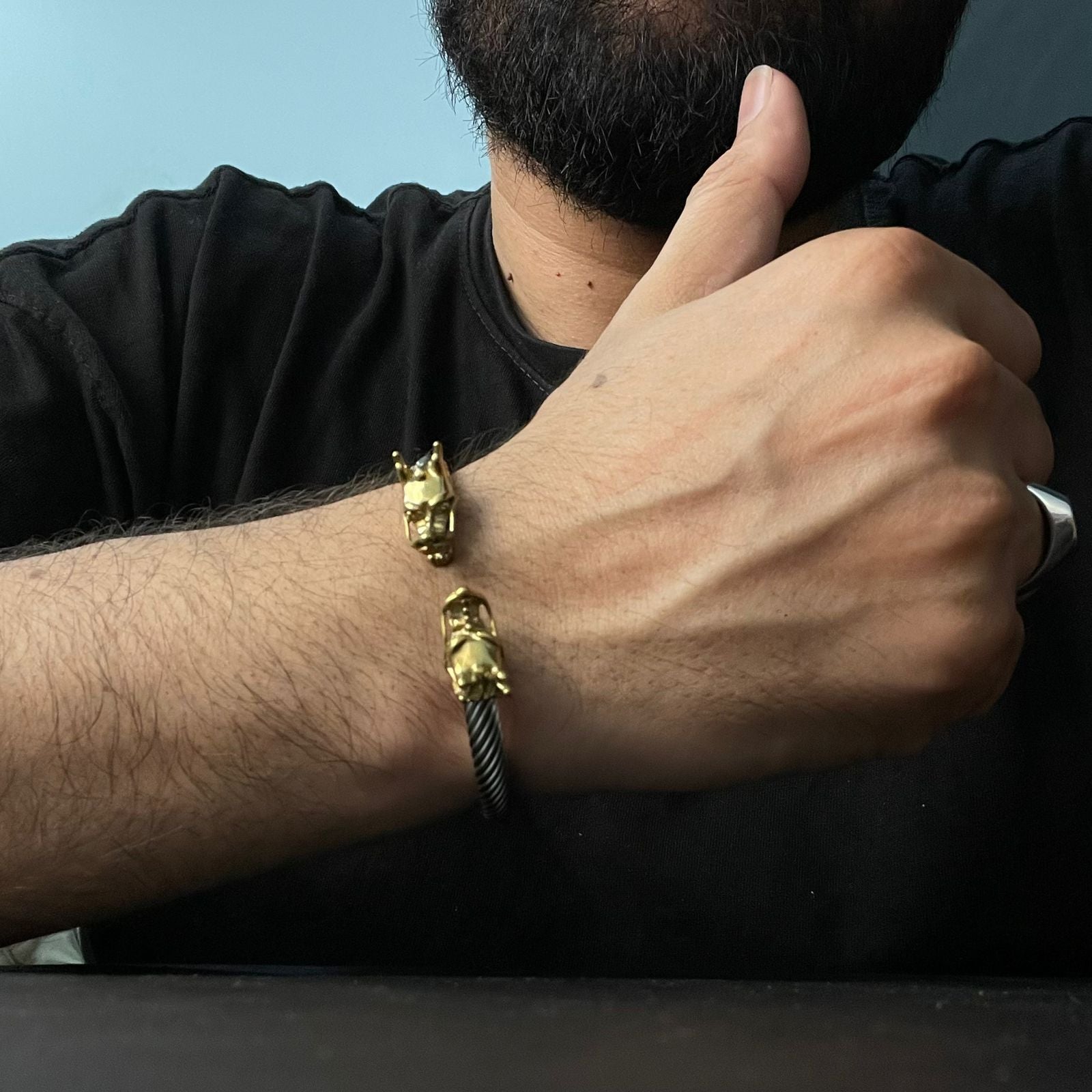 Silver Golden stainless steel dragon bracelet for men boys online in Pakistan