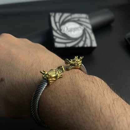 Silver Golden stainless steel dragon bracelet for men boys online in Pakistan