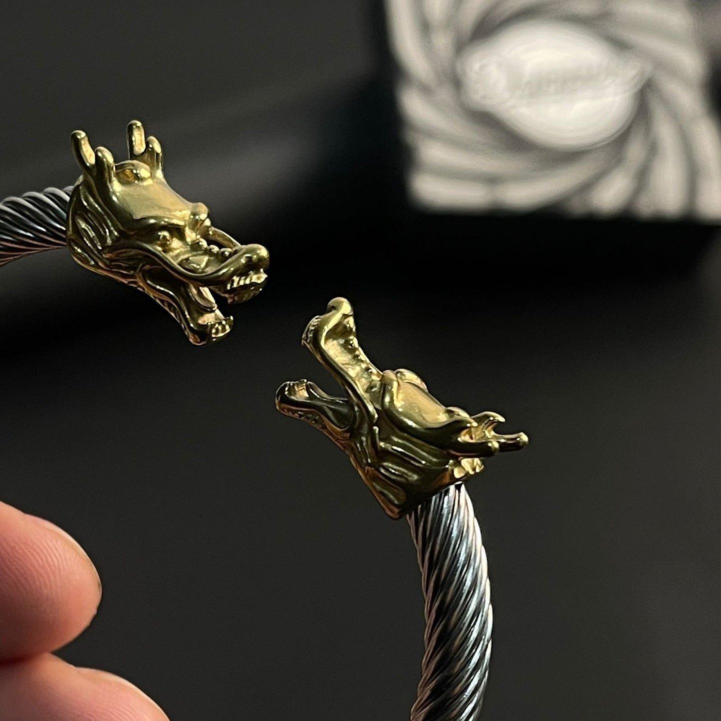Silver Golden stainless steel dragon bracelet for men boys online in Pakistan