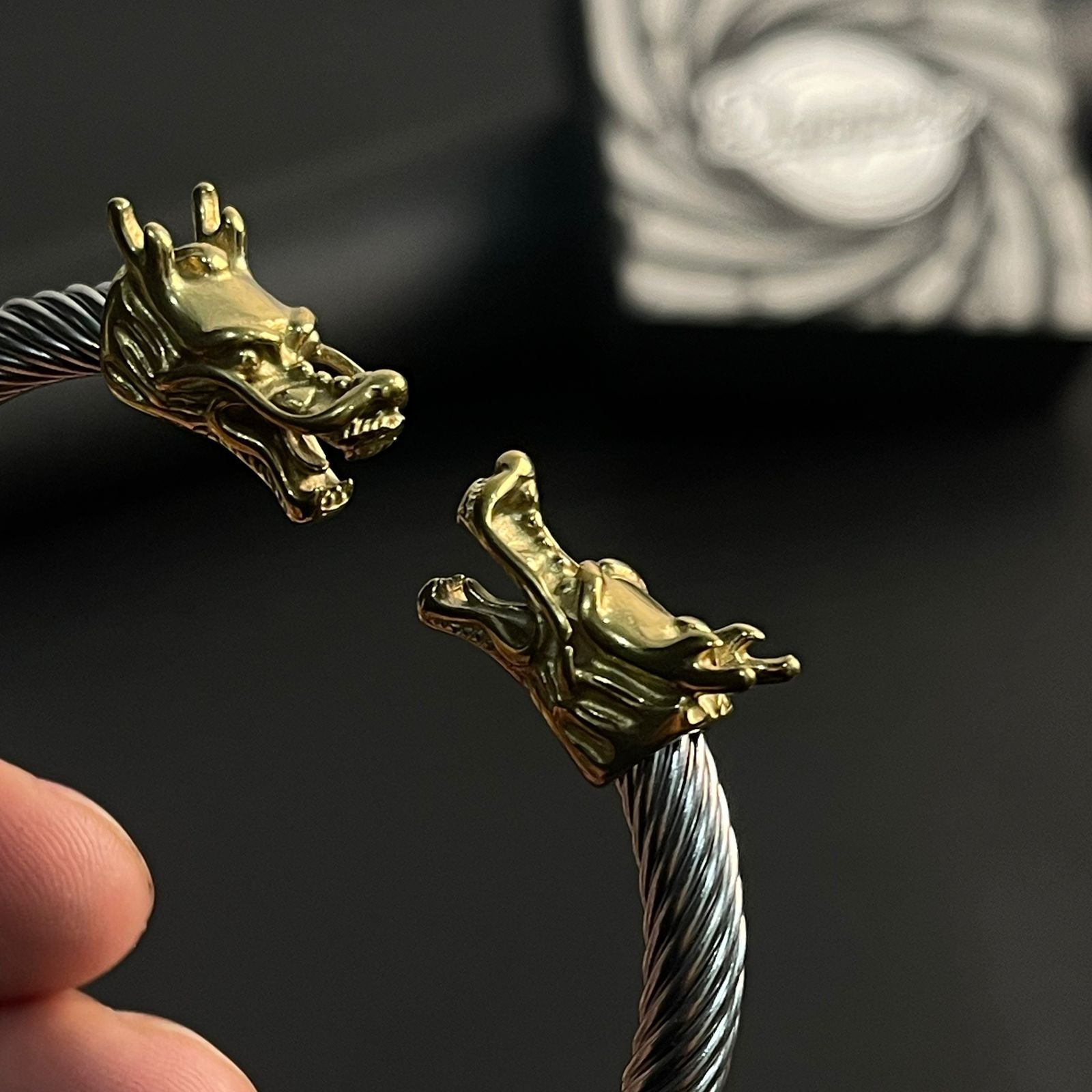 Silver Golden stainless steel dragon bracelet for men boys online in Pakistan
