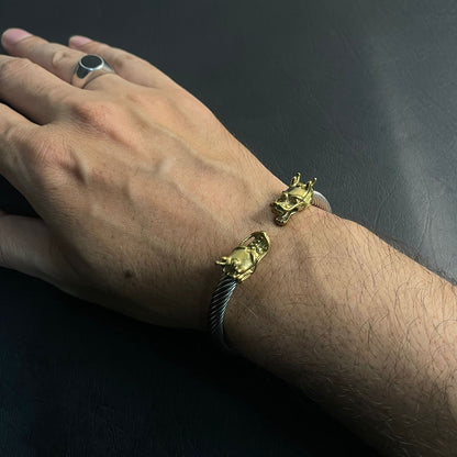 Silver Golden stainless steel dragon bracelet for men boys online in Pakistan