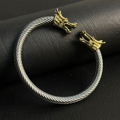 Silver Golden stainless steel dragon bracelet for men boys online in Pakistan