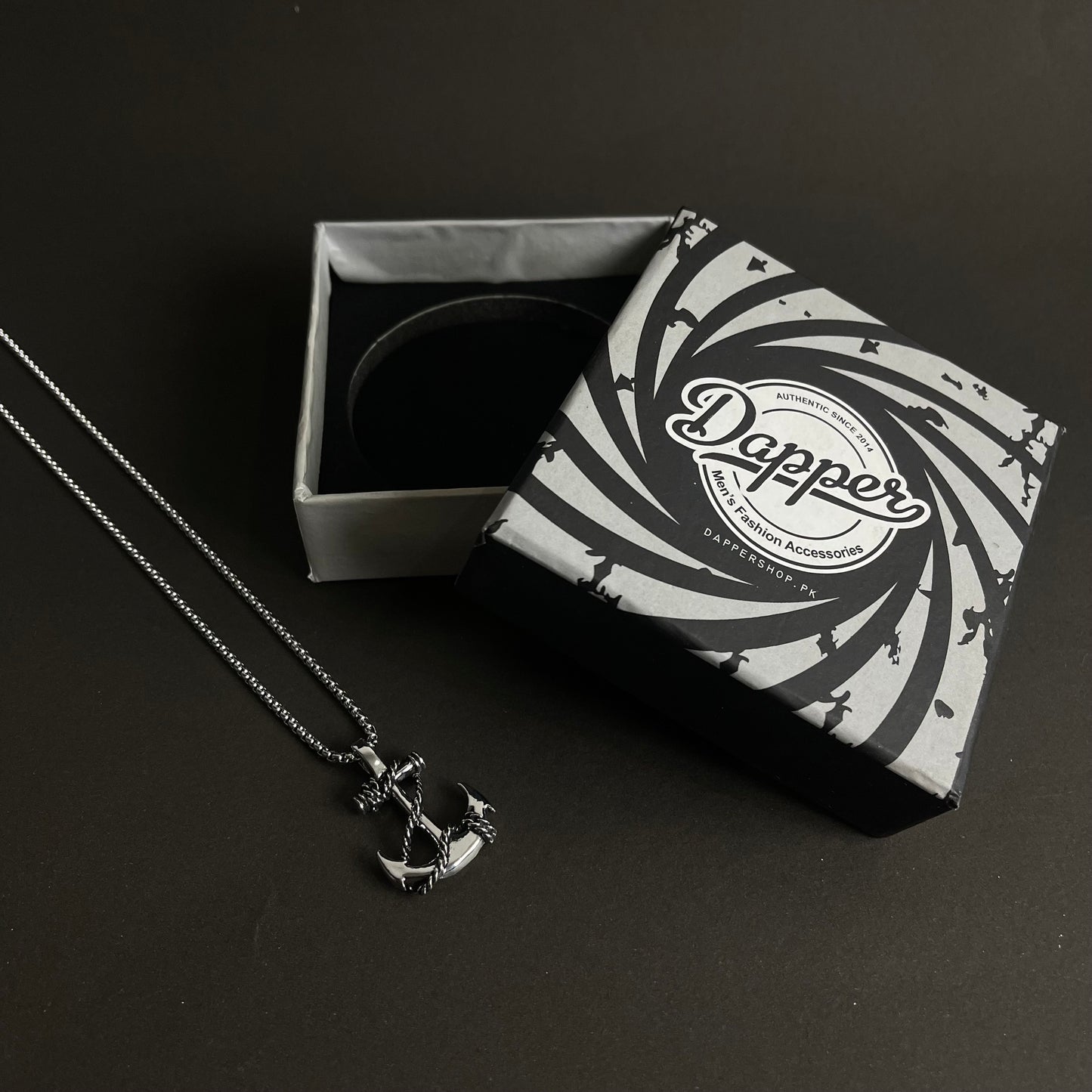 Silver anchor pendant necklace for men in Pakistan