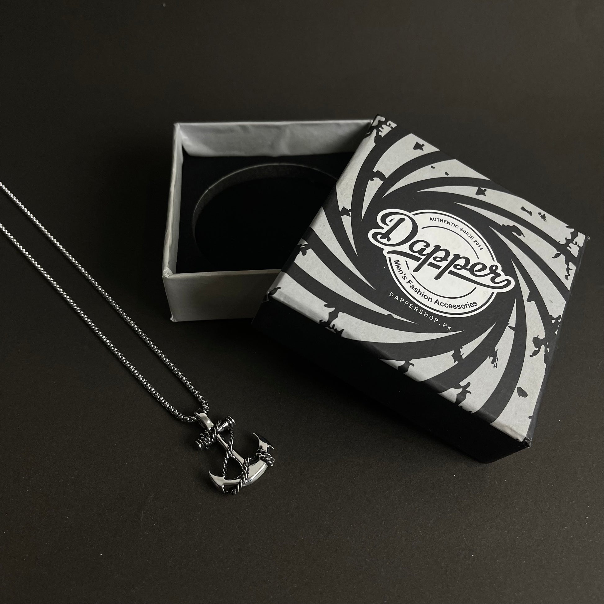 Silver anchor pendant necklace for men in Pakistan