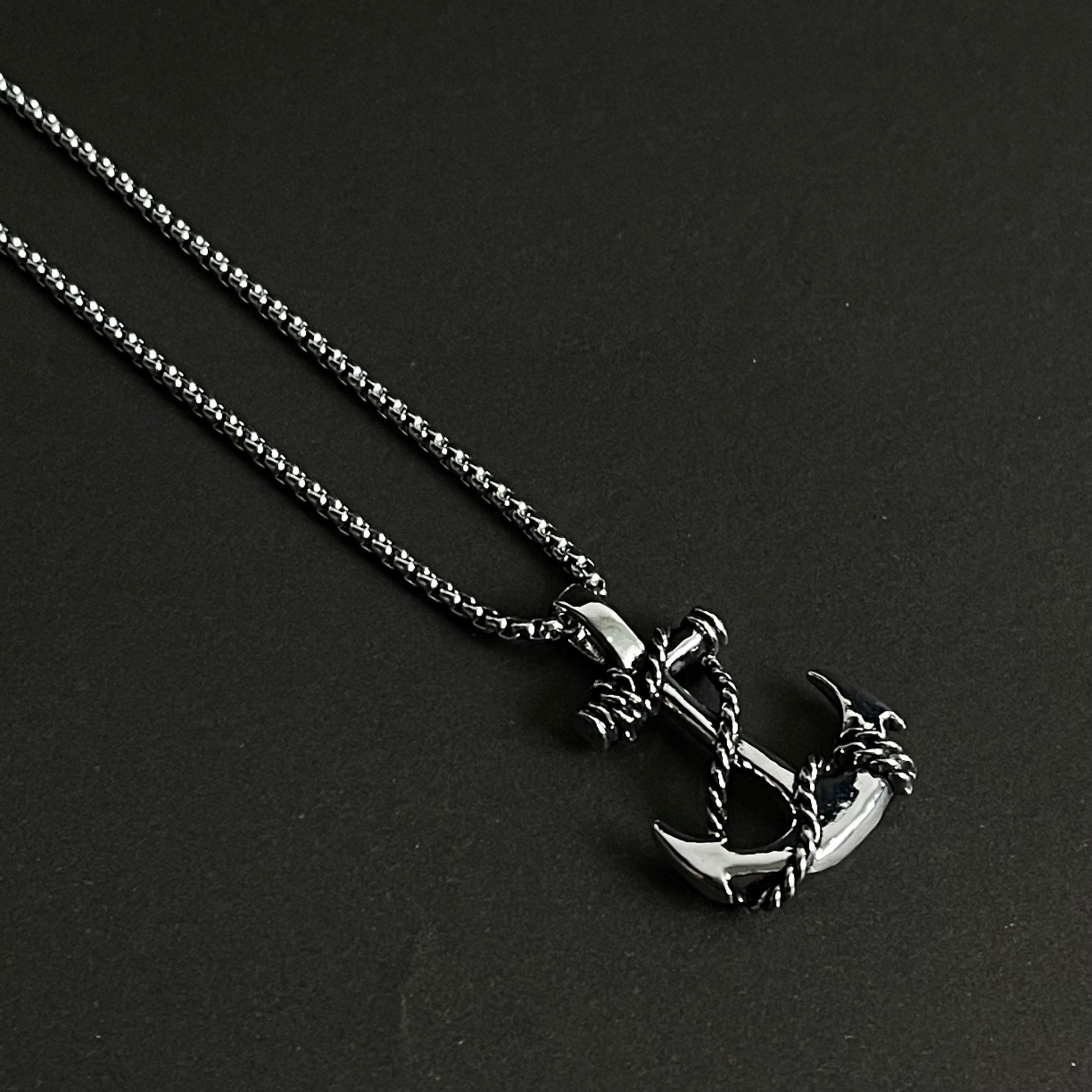 Silver anchor pendant necklace for men in Pakistan