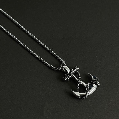 Silver anchor pendant necklace for men in Pakistan