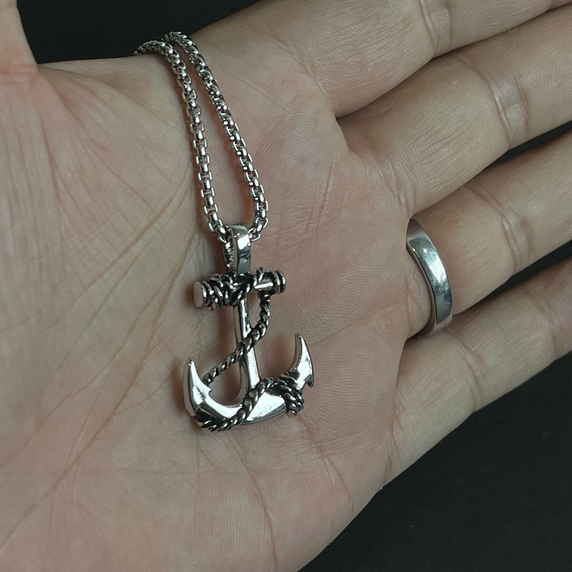 Silver anchor pendant necklace for men in Pakistan
