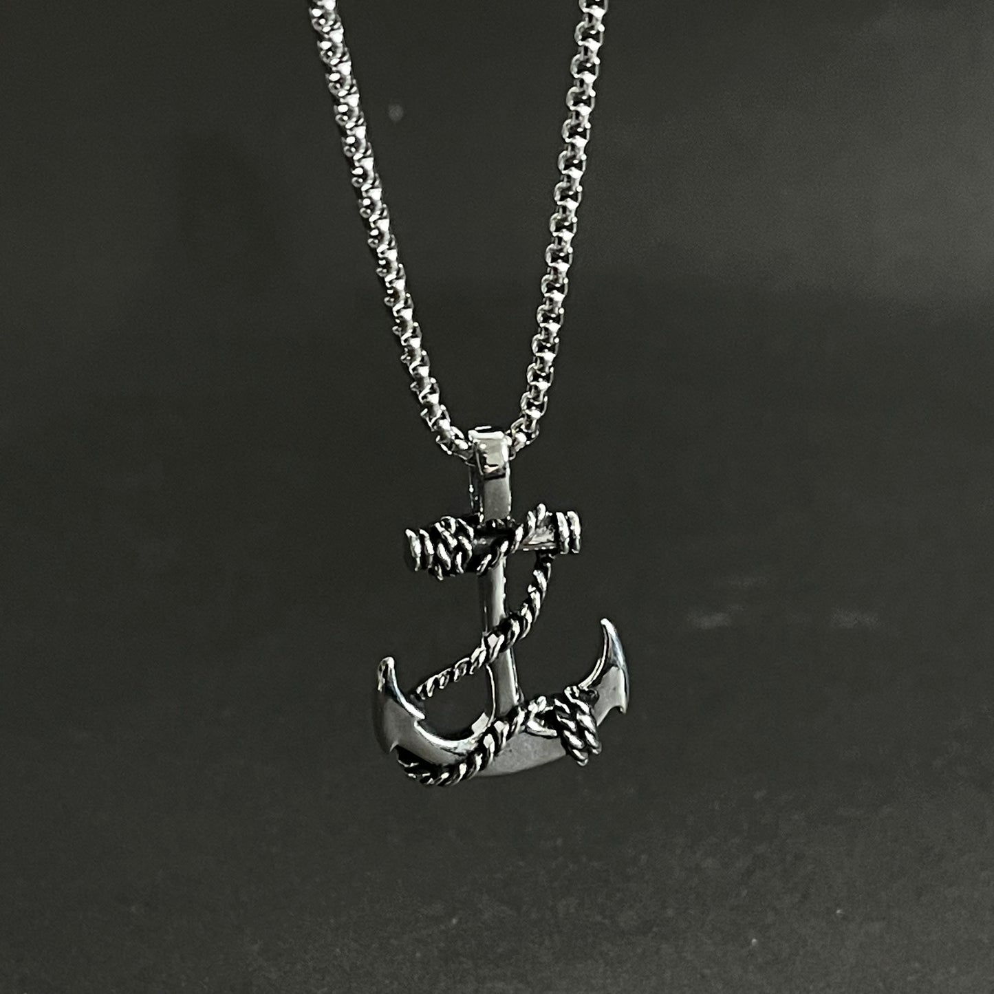 Silver anchor pendant necklace for men in Pakistan