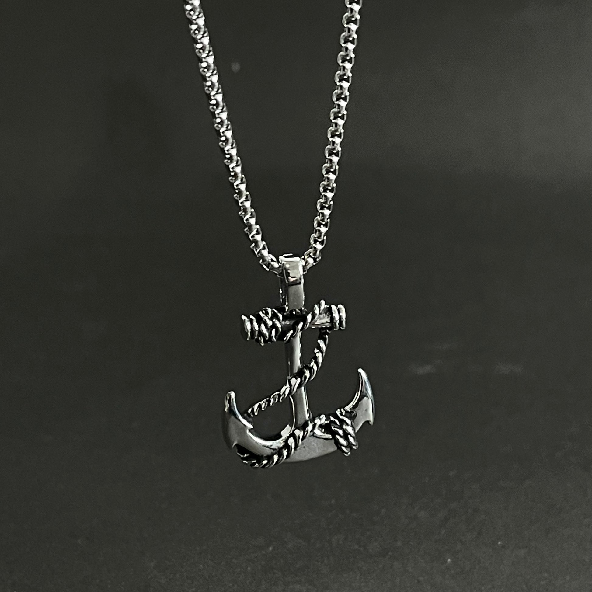 Silver anchor pendant necklace for men in Pakistan