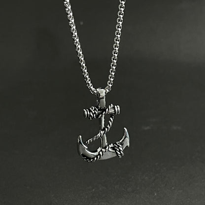 Silver anchor pendant necklace for men in Pakistan