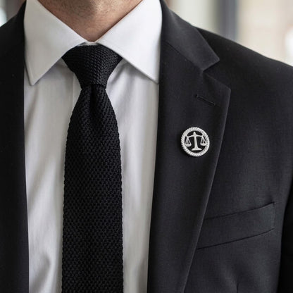 Silver scale of justice lawyer brooch for men online in Pakistan