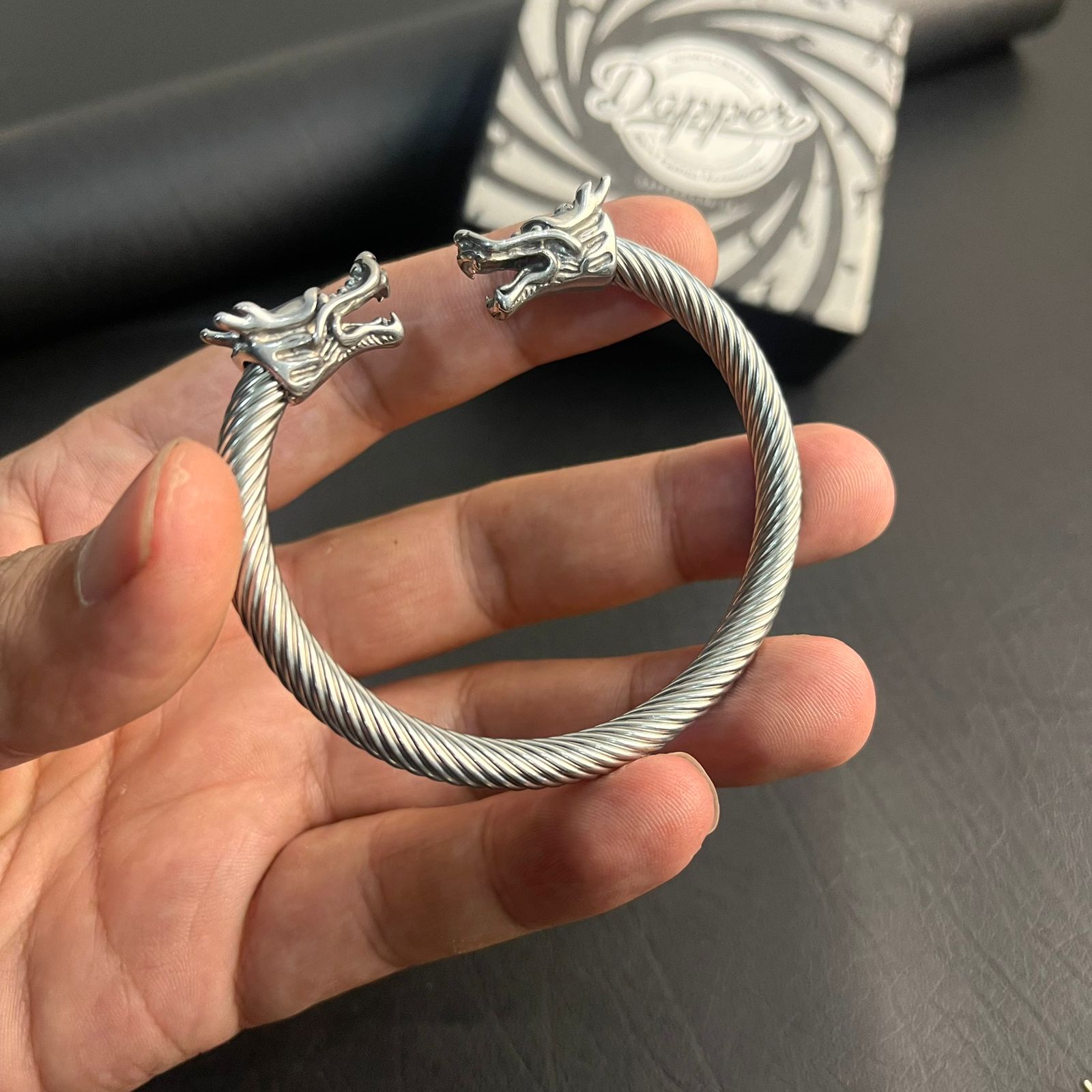 Silver stainless steel dragon bracelet for men boys online in Pakistan