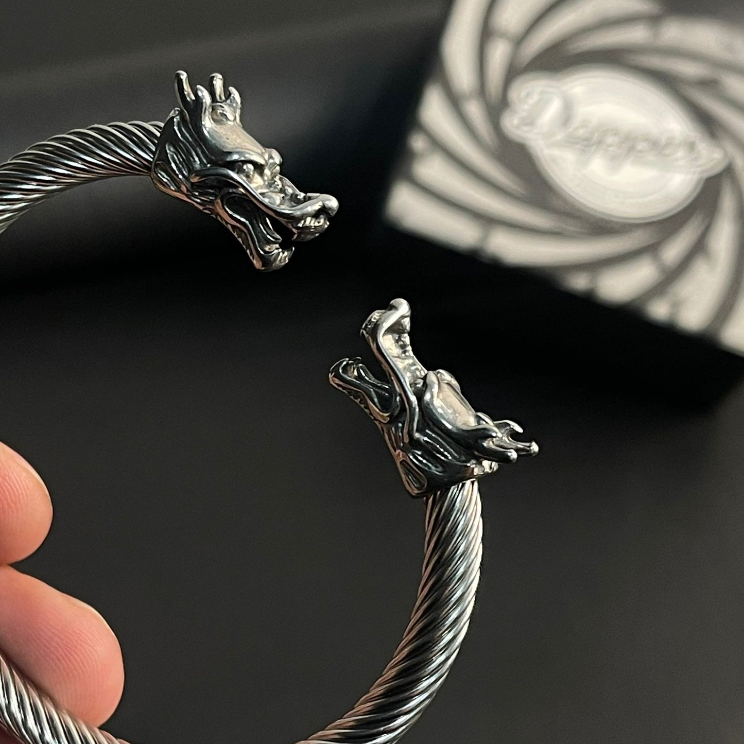 Silver stainless steel dragon bracelet for men boys online in Pakistan